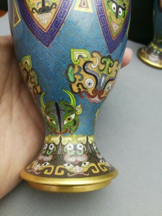 impressive early 20th antique Old Chinese Cloisonne vase Rare heavy 6