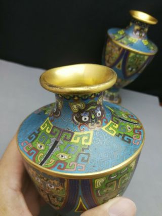 impressive early 20th antique Old Chinese Cloisonne vase Rare heavy 7