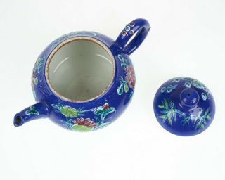 Antique Chinese enamel porcelain miniature teapot.  Straits ? 6