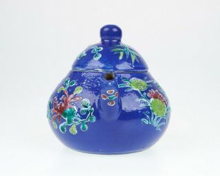 Antique Chinese enamel porcelain miniature teapot.  Straits ? 7