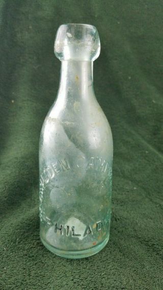 1870s Antique Squat Blob Top Soda Bottle Mccrudden Campbell Philadelphia