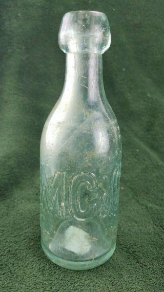 1870s ANTIQUE SQUAT BLOB TOP SODA BOTTLE McCrudden Campbell Philadelphia 3