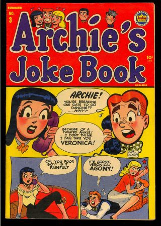 Archie’s Joke Book 3 Pre - Code Golden Age Teen Comic 1954 Fn