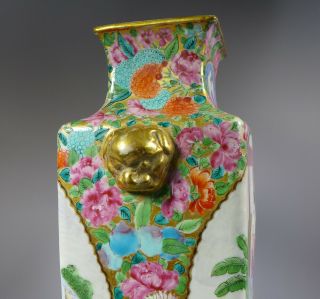 ANTIQUE FAMILLE ROSE HAND PAINTED CHINESE CANTONESE CANTON PORCELAIN VASE 9