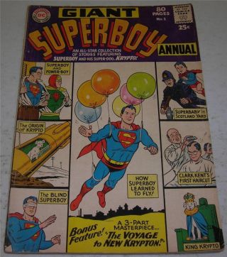 Superboy Annual 1 (dc Comics 1964) Origin Of Krypto (vg/fn) 80 Page Giant