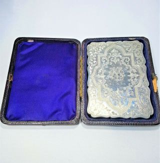 Antique Victorian Solid Silver Visiting Card Case - Boxed - Thornton Birm.  1870