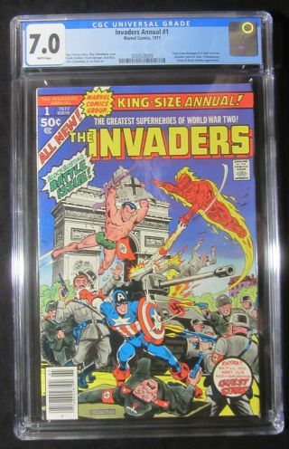 Invaders Annual 1 Cgc 7.  0.  Avengers/vision/black Panther.  Alex Schomburg Cover