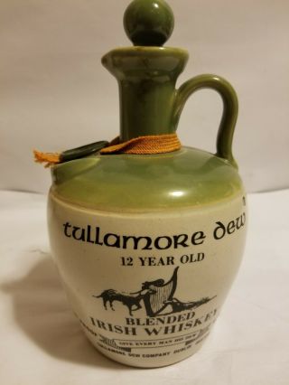 Vintage Tullamore Dew Irish Whiskey Stoneware Jug Decanter Dublin Empty With Cap