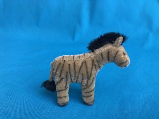 Miniature 2 " Tiny Stuffed Zebra Velveteen Mohair Vintage Brand Unknown
