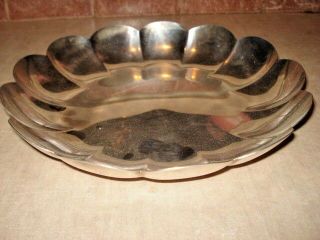 8 1/2 " Sturdy Tiffany & Co Sterling Silver Scalloped Bowl Tray Dish 410 Grams