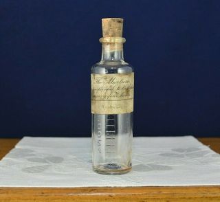 Antique Chemists Bottle Apothecary Pharmacy Medicine Label Vintage Old