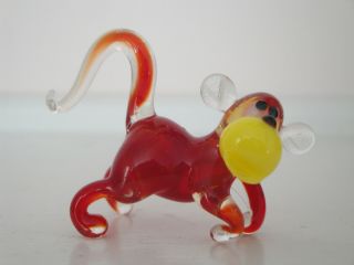Hand Blown Murano Glass Art Red Monkey Figurine