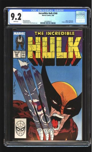 Incredible Hulk 340 Cgc 9.  2 Nm - Wolverine X - Men Todd Mcfarlane Cover Marvel 1988