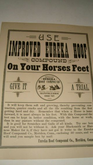 Vintage Posters Of Improved Eureka Hoof Compound Medicine For Horses - 1890s