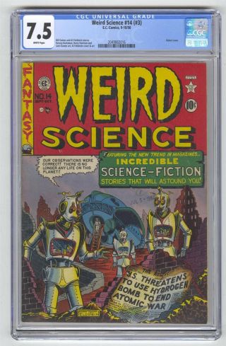 Weird Science 14 (3) Cgc 7.  5 Ec Comic Robot Cover White Pages