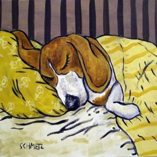 Beagle Sleep Picture Ceramic Pet Dog Art Tile Coaster
