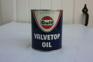 Gulf Valvetop Metal Oil Can Full.