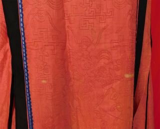 Antique Chinese Cinnabar Cut Silk Forbidden Stitch Embroidery Han Wedding Skirt 5