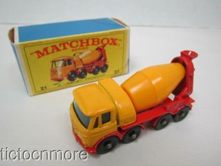 Vintage Lesney Matchbox No.  21 Foden Concrete Mixer Truck Box