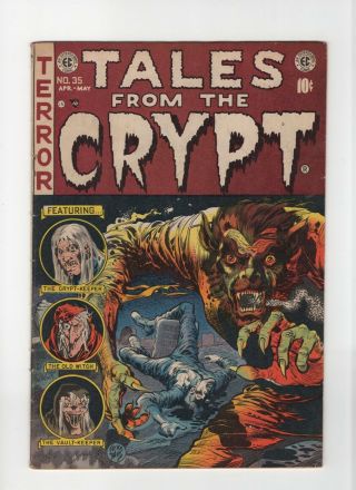 Tales From The Crypt 35 Vf - 7.  5 Ec Comic Horror Old Witch Gold 10c
