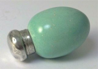 Victorian Hallmarked Silver Lidded Ceramic Bird’s Egg Scent/perfume Bottle –1885