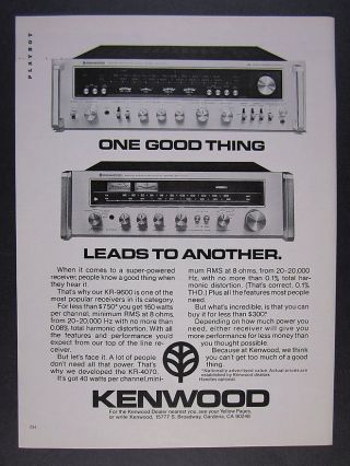 1978 Kenwood Kr - 9600 & Kr - 4070 Stereo Receivers Vintage Print Ad