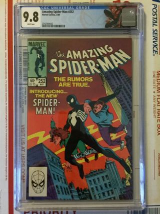 Spider - Man 252_cgc 9.  8_1st Black Costume_1984_white Pages