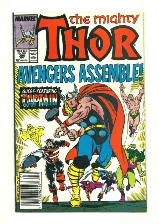 Thor 390 1st Captain America Lifts Mjolnir Newsstand Vf (8.  0)