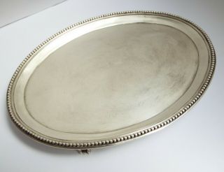 Fine Early English Antique Georgian 1785 Solid Sterling Silver Card Tray Salver