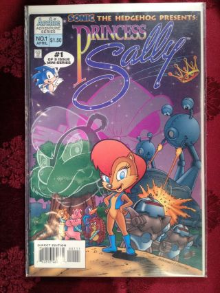 Sonic The Hedgehog Princess Sally Mini Series Comic Book April 1995 1 2 3 M/nm,