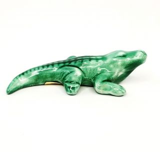 Vintage Ceramic Green Alligator Figurine - Made In Wilkes - Barre Pa Pennsylvania