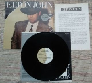 Elton John ‎breaking Hearts Promo Stamped W/ Press Release Rare Vinyl Lp Record