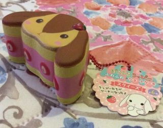 Squishy Bunny,  Whipple Cup Cake Ball Chain And Strawberry Pie Charm Phone Strap 3