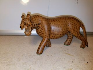 Carved Wood Leopard Figurine