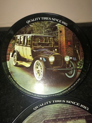 Set of 4 Vintage General Tire Tin Metal Trays 12 