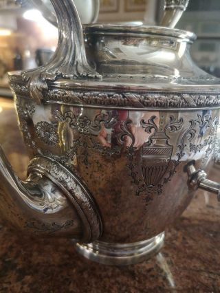 Fine Antique Silver Sterling Tea Kettle With Stand 1920c.  Hand Decorated 10