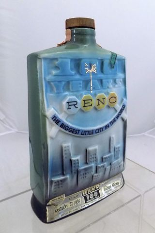 Vintage Reno Nv Jim Beam Decanter Bottle 100 Year Anniversary Whiskey Bourbon