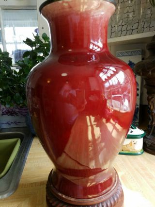 Antique Chinese Sang De Boeuf Oxblood Porcelain Vase/ Lamp 34 