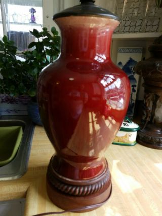 Antique Chinese Sang De Boeuf Oxblood Porcelain Vase/ Lamp 34 