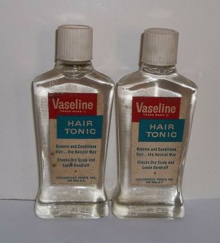 Vintage Vaseline Hair Tonic Two Full 1 1/8 Oz Bottles