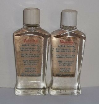 Vintage Vaseline Hair Tonic Two Full 1 1/8 oz Bottles 2