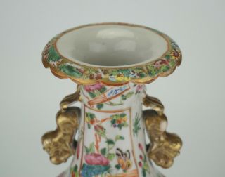 Antique Chinese Canton Famille Rose Porcelain Vase with Lion Handle 19th C QING 4
