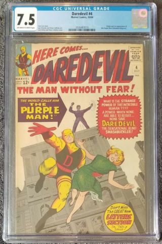 Daredevil 4 Cgc 7.  5 1st Appearance Of Purple Man.  Off White To White Pages