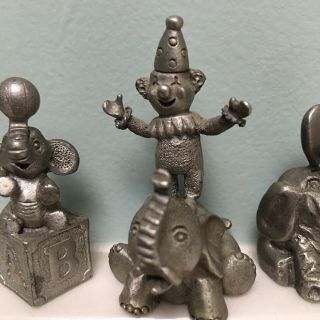 SPOONTIQUES Elephants Pewter Mini Figurines Set Of 3 Clown Heart ABC Circus Ball 3