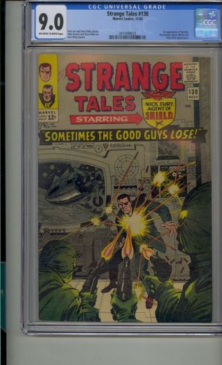 Strange Tales 138 Cgc 9.  0 Nick Fury Silver Age 1st Eterinity Car