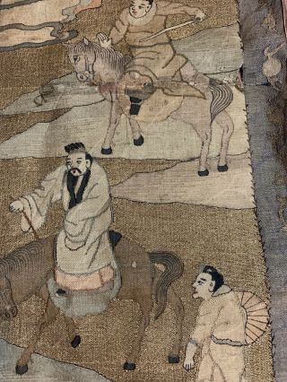 4.  19th C Chinese Silk Embroidery Kesi Kossu Panel Tapestry Textile Figure 4