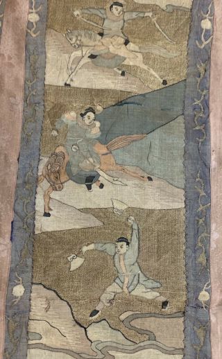4.  19th C Chinese Silk Embroidery Kesi Kossu Panel Tapestry Textile Figure 5