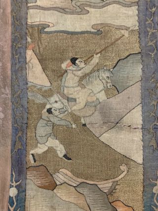 4.  19th C Chinese Silk Embroidery Kesi Kossu Panel Tapestry Textile Figure 6