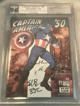 Captain America 50 Pgx Signature Series 9.  8 Brubaker,  Ha,  Immonen,  Timm & Layton