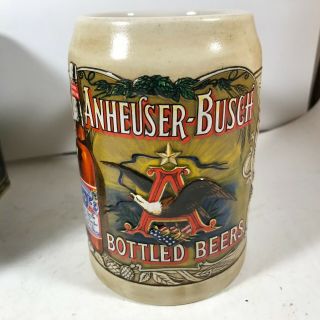 Vtg 1991 Anheuser Busch Beer Stein/Mug Budweiser Bottled Beer Ceramarte W/Tin 4